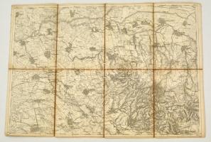 cca 1884 Buziás (Buzias, Busiasch) és környékének katonai térképe, 1:75000, vászonra kasírozva, 39x55 cm./cca 1884 Military map of Buzias and surroundings, 1:75000, on canvas, 39x55 cm.