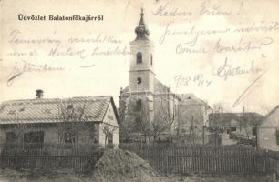 1908 Balatonfőkajár, Református templom, Novák Jenő kiadása (EK)