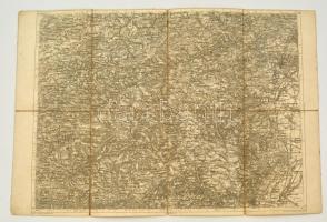 cca 1880 Baden és Neulengbach és környékének katonai térképe, 1:75.000, vászonra kasírozva, 39x57 cm./ cca 1880 Military map of Baden és Neulencbach and surroundings, 1:75.000, on cancas, 39x57 cm
