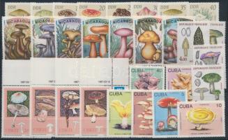 1974-1989 Mushroom 29 diff stamps with sets, 1974-1989 Gomba motívum 29 klf bélyeg, közte sorok