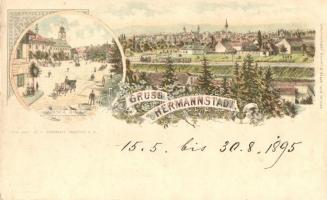 1895 (Vorläufer!) Nagyszeben, Hermannstadt, Sibiu; Grosser Ring. Verlag Karl Graef / square. Rosenblatts Art Nouveau, floral, litho (Rb)