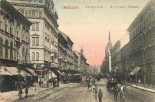 Budapest VIII. Kerepesi út, villamosok, Metropole szálloda, Taussig A. kiadása (EK)