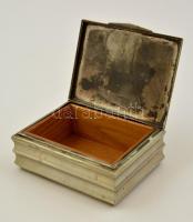 Alpakka doboz, fa betéttel, 12x9x4,5 cm