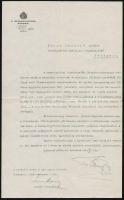 1925 Scitovszky Béla (1878-1959) belügyminiszter, Nemzetgyűlés elnökének aláírása hivatalos levélen