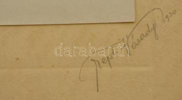 1930 Zsidó férfi műtermi portréja akvarellel átfestve, kartonra kasírozott fotó Várady Lajos fotósza...