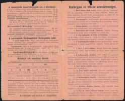 1905 Budapest - Esztergom - Kovácspataki csavargőzős reklámja és menetrendje