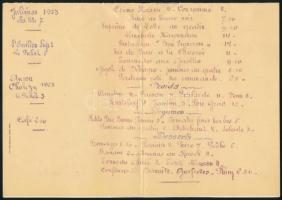 1925 Francia borozó litografált étlapja / Lithographic menu of French winery