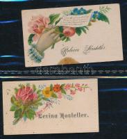 cca 1880 4 db litográf, díszes egyedi üdvözlőkártya / Lithographic individual greeting cards