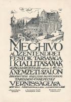 cca 1930 Meghívó a Szentendrei festők kiállítására a Nemzeti Szalonba. Nagyméretű levelezőlap 12x17 cm