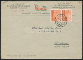 1950 MESZHART Magyar- Szovjet Hajózási Társaság fejléces levélboríték, levélpapír