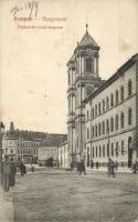 Budapest II. Margit körút, Kapisztrán rendi templom, utcakép, Márkus S. (Glauber Ignác utóda) üzlete