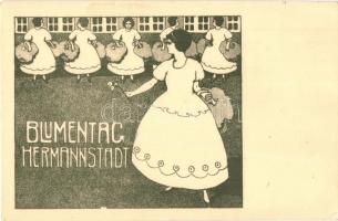 Nagyszeben, Hermannstadt, Sibiu; A Virágkarnevál reklámlapja / Blumentag / Flower carnival advertisement card. Art Nouveau (fa)