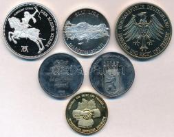 6db-os vegyes külföldi emlékérem és emlékérme tétel, közte Törökország 1971. 50L Ag "Manzikerti...