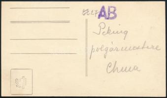 cca 1920-1940 Peking polgármestere, Kína, fotólap, hátoldalán feliratozott, 8x13 cm./
cca 1920-1940...