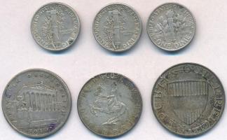 Vegyes: Amerikai Egyesült Államok 1941. 1d Ag "Mercury" (2xklf) + 1961. 1d Ag "Roosev...