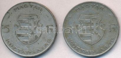 1947. 5Ft Ag "Kossuth" (2x) T:2-,3 patina
Adamo F8.1