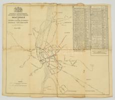 1930 A Budapest Székesfővárosi Közlekedési Részvénytársaság menetrendje és viszonylatainak útvonala, kiadja a M. kir. állami térképészet, hajtott, szakadással, 42x47 cm