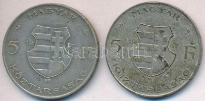1947. 5Ft Ag "Kossuth" (2x) T:2-,3 patina
Adamo F8.1