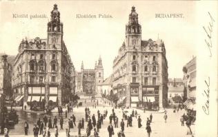 Budapest V. Klotild paloták, üzletek, háttérben az épülő Erzsébet híddal