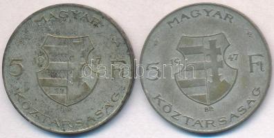 1947. 5Ft Ag "Kossuth" (2x) T:2-,3 patina
Adamo F8.1