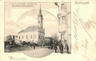 Budapest I. Krisztinavárosi templom, piac, Schwarcz Jakab kiadása (EB)