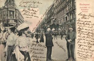 Budapest VI. Andrássy út, Deutsch F. Károly üzlete, montázslap / montage postcard (Rb)