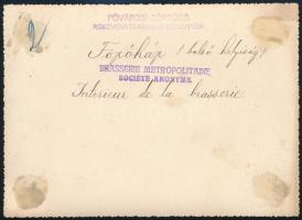 cca 1920-1940 Fővárosi Serfőző Rt. kőbányai sörfözőháza, fotó, a hátoldalon feliratozva és pecsételv...