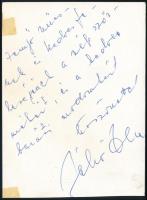 Jákó Vera (1934-1987) előadóművész, nótaénekesnő hátoldalán dedikált fotólapja, 12x9 cm