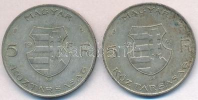 1947. 5Ft Ag "Kossuth" (2x) T:2-,3 patina
Adamo F8.1