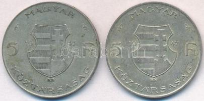 1947. 5Ft Ag "Kossuth" (2x) T:2-,3 patina, karc
Adamo F8.1