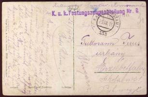 1916 Képeslap K.u.k. Festungszeugsabteilung Nr 6+FP 333