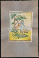Básty jelzéssel: Szerelmesek 1922. Vegyes technika, papír, 11×9 cm