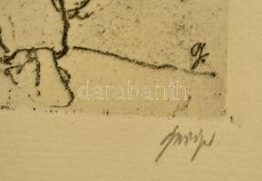 Olvashatatlan jelzéssel: Extázis. Rézkarc, papír, 14×6 cm