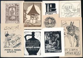 cca 1920-1970 45 db ex libris, magyar művészektől, különféle technikákkal, néhány aláírt (Gara Arnol...