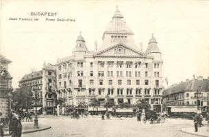 Budapest V. Deák Ferenc tér, villamosok, Angelusz Manó és Ekker üzlete, Smith Premier írógép üzlet (EK)