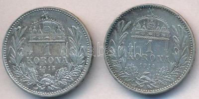 1914KB-1915KB 1K Ag "Ferenc József" (2x) T:2-3 Adamo K5.1