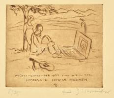 Heiner Dikreiter (1893-1966): Aug-Sep 1922 sind wir Tirol. Rézkarc, papír, jelzett, 13,5×15,5 cm