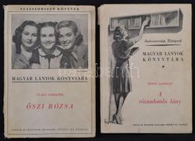 2 db Százszorszép Könyv, a Magyar Lányok Könyvtára sorozatból: Bónyi Adorján: a rózsadombi lány, Bp., 1939, Singer és Wolfner. Kiadói kartonált papírkötésben, kissé sérült gerinccel. Clara Schelper: Őszi rózsa. Bp., 1938, Singer és Wolfner. Kiadói kartonált papírkötésben, kissé sérült gerinccel.