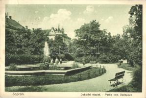Sopron, Deák téri részlet, park, Lobenwein Harald kiadása (Rb)