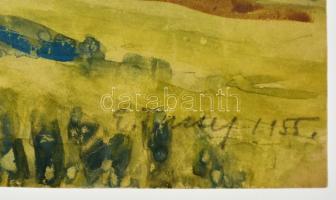 E. Tassy Klára (1922-2001): Dombos táj. Akvarell, papír, jelzett, sérült,  21×36 cm