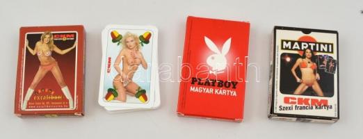 4 pakli erotikus francia és magyar kártya (Playboy, CKM)