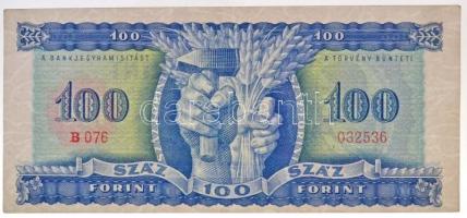 1946. 100Ft  vízjeles papíron, lefelé eltolódott nyomat, jobboldalt papírránc T:I- 
Hungary 1946. 1...