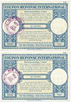 Amerikai Egyesült Államok 1965. 15c Nemzetközi válaszdíjszelvény vízejeles papíron, pecséttel (2x) T:I USA 1965. 15 Cents International Reply Coupon on watermarked paper, with stamp (2x) C:UNC