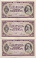 1945. 100P (5x) sorszámkövetők, 2db-nál a bankjegy szélén vízjel részlet T:I-,II