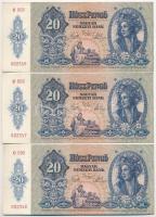 1941. 20P (3x) sorszámkövető pár és egyugrásos sorszámkövető T:I,I-