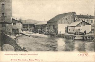 Kassa, Kosice; Malomárok részlet a Hungária műmalommal, Nyulászi Béla kiadása / mill race, water mills (EK)