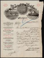 1913 Kardos Arthur Butorszállítási és Beraktározási-Vállalat levele, díszes fejléces papíron, Bp., szakadozott széllel.