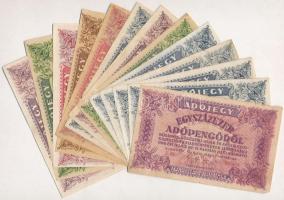 1946. 13db-os vegyes magyar adópengő bankjegy tétel, közte fordított címeres is T:II,III,III-