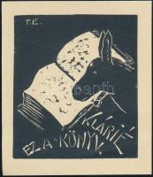 Tompos Ernő (1907-1989): Ex libris Klári. Linó, papír, jelzett a linón, 8×7 cm