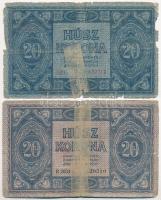 1919. július 15. 20K + 1919. augusztus 9. 20K T:IV,V ragasztott